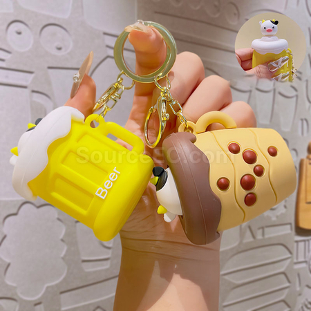 Customization Milk tea squeeze decompression toy keychain Promotional Products