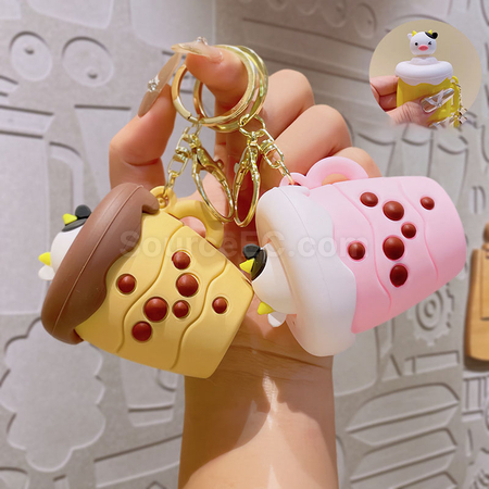 Customization Milk tea squeeze decompression toy keychain Promotional Products