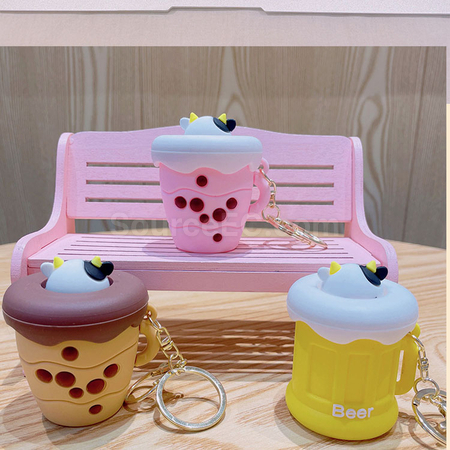 Customization Milk tea squeeze decompression toy keychain Promotional Products