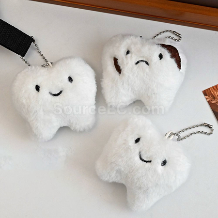 Customization Plush Tooth Pendant Keychain Promotional Products
