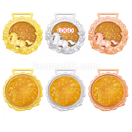 Customization Customized Horse Year Metal Quicksand Medal Promotional Products