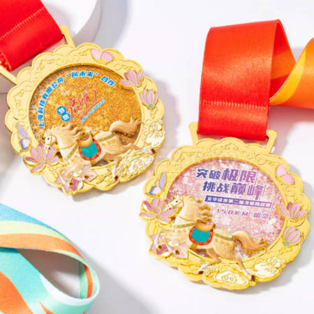 Customization Customized Horse Year Metal Quicksand Medal Promotional Products