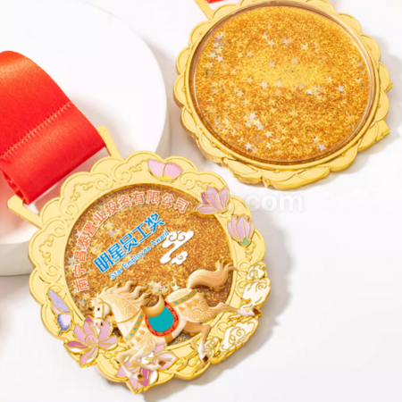 Customization Customized Horse Year Metal Quicksand Medal Promotional Products