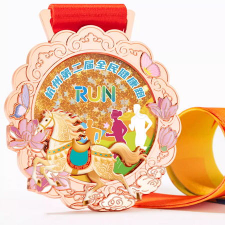 Customization Customized Horse Year Metal Quicksand Medal Promotional Products