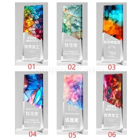 Customization Retro Laser Lridescent Crystal Trophy Promotional Products