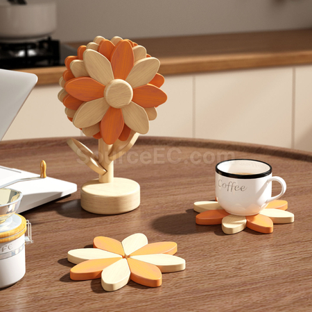 Customization Sunflower Wooden Heat-Resistant Mat Promotional Products