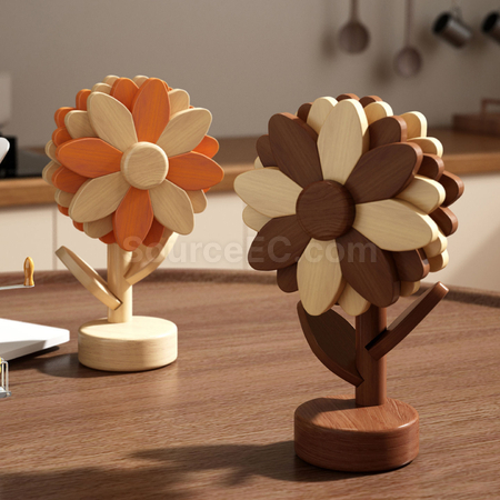 Customization Sunflower Wooden Heat-Resistant Mat Promotional Products