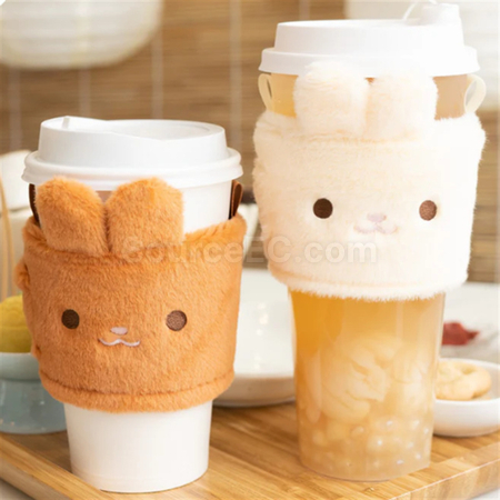 Customization Plush, Heat-Insulating, Anti-Scalding,Hand-Warming Milk Tea Cup Sleeve（Customizable） Promotional Products