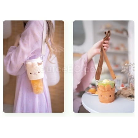 Customization Plush, Heat-Insulating, Anti-Scalding,Hand-Warming Milk Tea Cup Sleeve（Customizable） Promotional Products