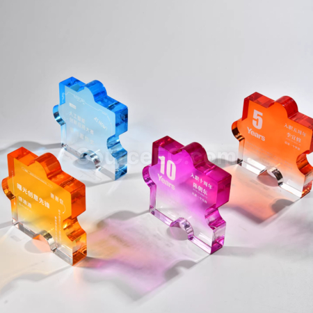 Customization High-End Gradient Creative Ligsaw Puzzle Crystal Trophy Promotional Products