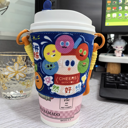 Customization Handheld and crossbody fabric cup sleeve Promotional Products