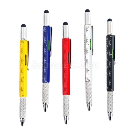 Customization Multifunctional touch head screwdriver ruler 6-in-1 ballpoint pen Promotional Products