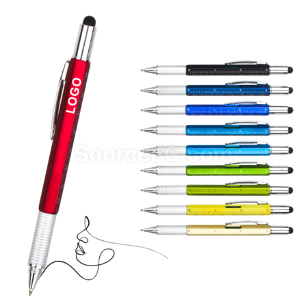 Customization Multifunctional touch head screwdriver ruler 6-in-1 ballpoint pen Promotional Products
