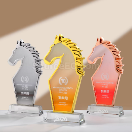 Customization Horse Year Metal Crystal Trophy Promotional Products