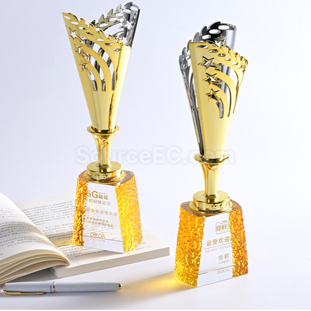 Customization Cutout Crystal Metal Trophy Promotional Products