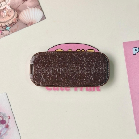 Customization Faux leather pattern phone holder folding mirror Promotional Products