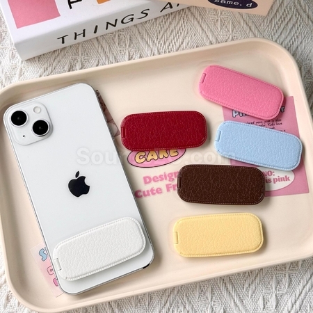 Customization Faux leather pattern phone holder folding mirror Promotional Products