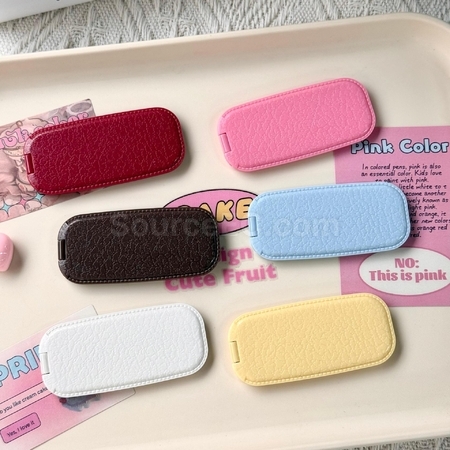 Customization Faux leather pattern phone holder folding mirror Promotional Products
