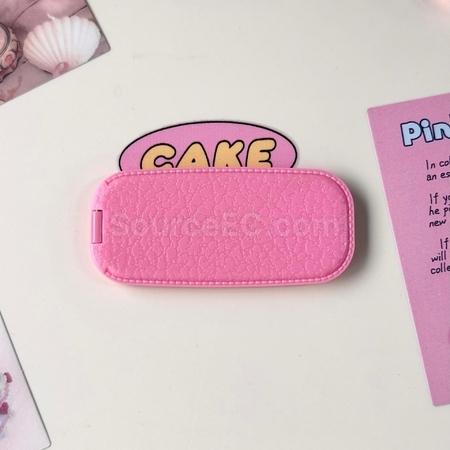 Customization Faux leather pattern phone holder folding mirror Promotional Products