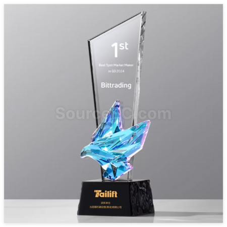 Customization Colorful Flying Dove Crystal Trophy Promotional Products