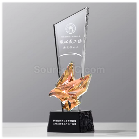 Customization Colorful Flying Dove Crystal Trophy Promotional Products