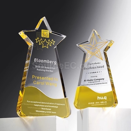 Five-pointed star crystal trophy