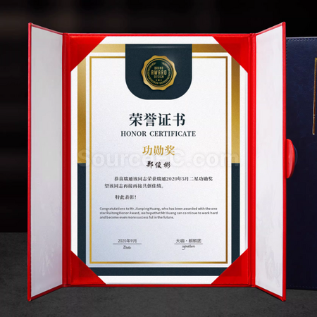Customization PU Tri-fold Magnetic A4 Certificate Promotional Products
