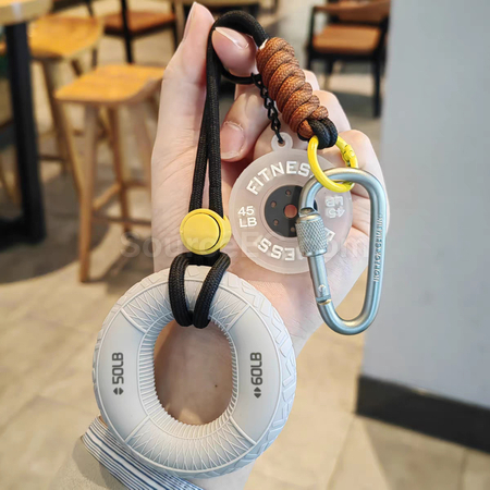 Customization Grip trainer + dumbbell plate stress-relief keychain pendant Promotional Products