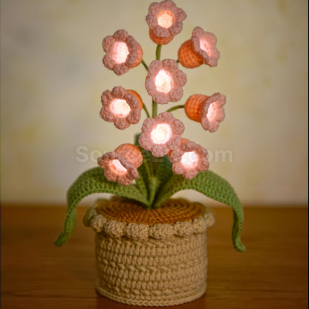 Customization Handmade crocheted 9-headed bellflower with lights wool potted plant Promotional Products