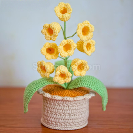 Customization Handmade crocheted 9-headed bellflower with lights wool potted plant Promotional Products