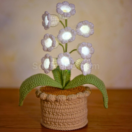 Customization Handmade crocheted 9-headed bellflower with lights wool potted plant Promotional Products