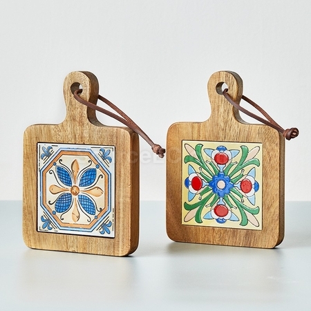 Customization Ceramic solid wood cup Coaster Promotional Products