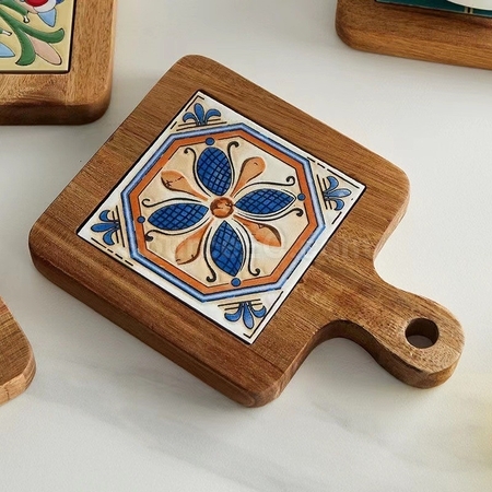 Customization Ceramic solid wood cup Coaster Promotional Products