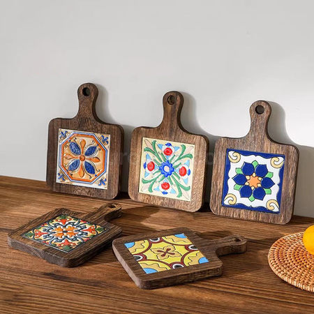 Customization Ceramic solid wood cup Coaster Promotional Products