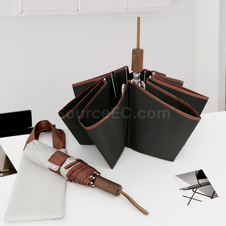 Customization Portable Color-Blocking Plastic Automatic Umbrella Promotional Products