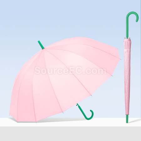 Customization Dopamine Contrasting Color Umbrella With Straight Bar And Long Handle Promotional Products