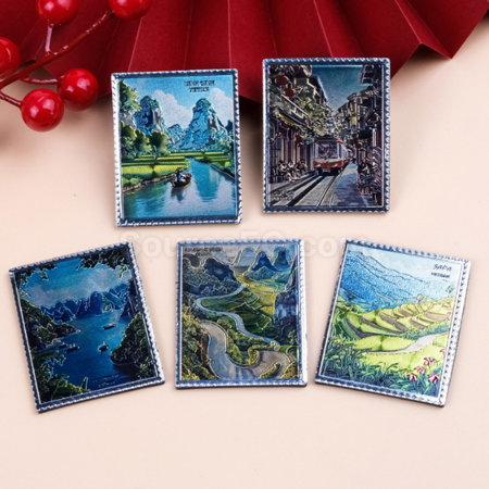 Customization Customized aluminum foil scenic refrigerator magnets Promotional Products