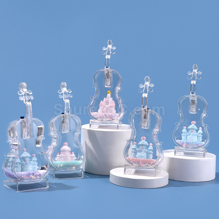 Customization Violin Castle Flowing Sand Colored Light Ornament Promotional Products