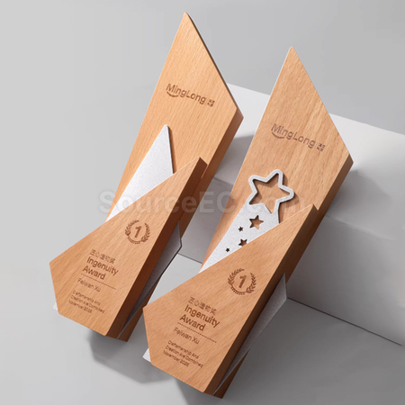 Customization Solid Wood And Metal Trophy Promotional Products
