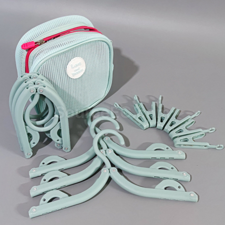 Customization Folding Clothes Hanger With Storage Bag, Travel Clothes Drying Rack Promotional Products