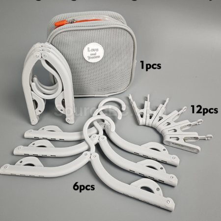 Customization Folding Clothes Hanger With Storage Bag, Travel Clothes Drying Rack Promotional Products
