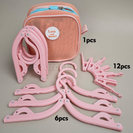 Customization Folding Clothes Hanger With Storage Bag, Travel Clothes Drying Rack Promotional Products