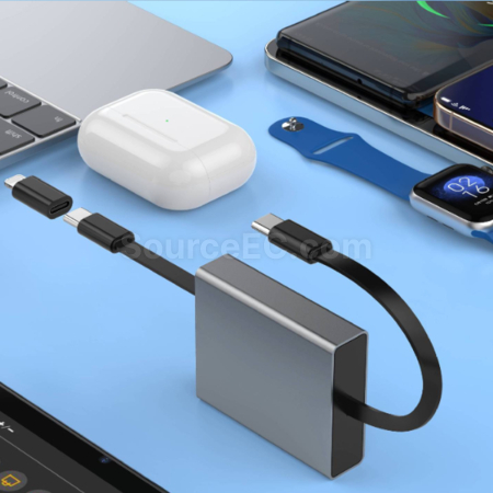 Customization Retractable Type-C Aluminum Alloy 60W Fast Charging Data Cable Promotional Products