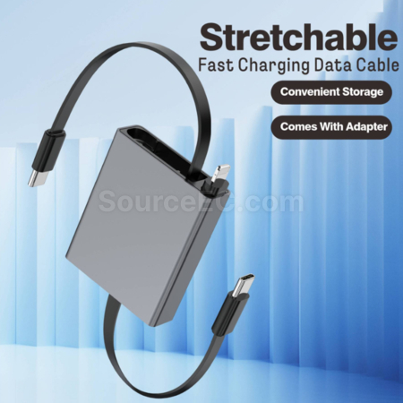 Customization Retractable Type-C Aluminum Alloy 60W Fast Charging Data Cable Promotional Products