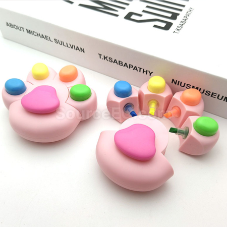 Customization Cute Cat Paw-Shaped Colored Highlighters Promotional Products
