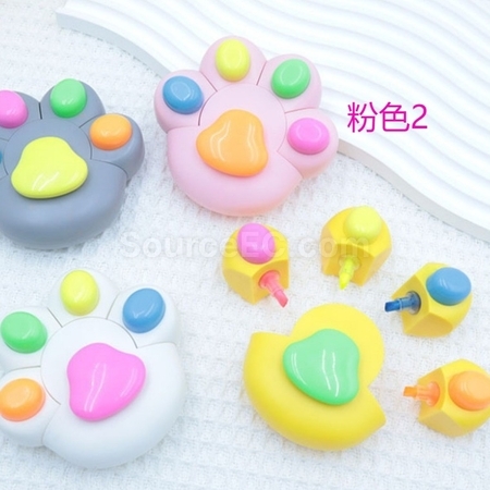 Customization Cute Cat Paw-Shaped Colored Highlighters Promotional Products