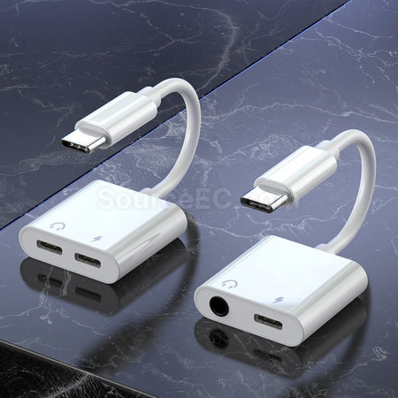 Customization Type-C 2-in-1 Headphone Charging Adapter Promotional Products
