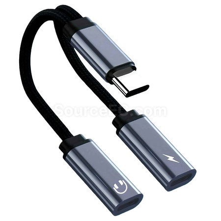 Customization Type-C 2-in-1 Headphone Charging Adapter Promotional Products