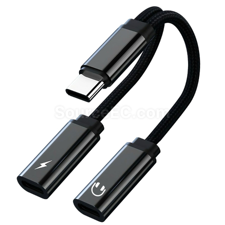 Customization Type-C 2-in-1 Headphone Charging Adapter Promotional Products