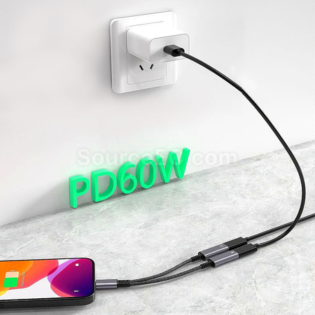Customization Type-C 2-in-1 Headphone Charging Adapter Promotional Products